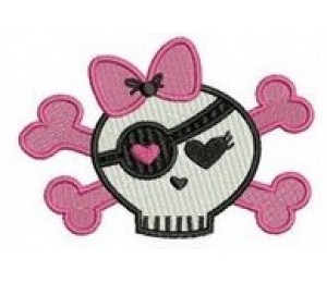 Stickmuster - Skull Princess Schleife voll